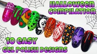  Easy Halloween Nails | Nail Art Compilation | Blood Drip Cobweb Spider Graveyard Ghost Candy Corn