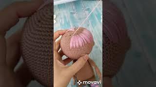 How to embroider a doll's bangs. Как вышить челку кукле.