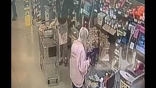 Lady poops on the floor in grocery store