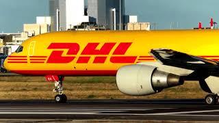 DHL Cargo B752 takeoff Lisbon Airport D-ALES