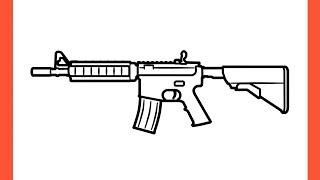 How to draw M4A4 gun from CS GO step by step / drawing m4 rifle easy