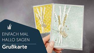  Grußkarte HALLO | Designerpapier Herbstwiese von Stampin’ Up!