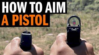 How To Aim A Pistol Using Iron Sights Or A Red Dot?