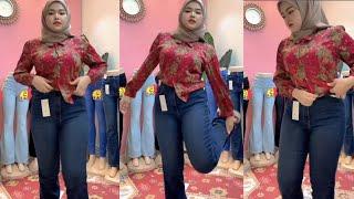 Hijab Style Try On Celana Jeans Ketat Bahan Melar