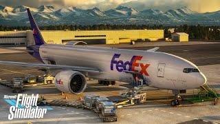 FULL CARGO Flight | FedEx B777F Anchorage-Memphis | MSFS 2020 | 4K