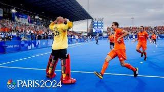 Netherlands men's field hockey HANGS ON through shootout vs. Germany for gold | Paris Olympics