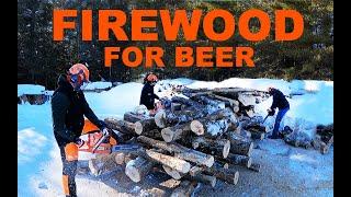 Cutting and splitting Firewood FOR BEER!