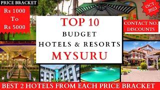 TOP 10 Budget Hotels And Resorts In MYSORE 2023 | Rs 1000 To 5000 | MYSURU Best Homestays