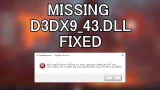 How to Fix d3dx9 43 dll is missing PES 2017  100% Working