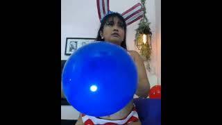 Looner camgirl blowing a blue balloon #balloonblowing