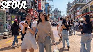 Hongdae Street Walking tour. Seoul City Korea 4k City Tour