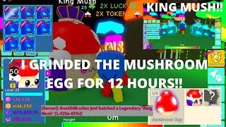 HATCHED KING MUSH!! | I GRINDED THE MUSHROOM EGG FOR 12 HOURS!! | Bubble Gum Simulator | Roblox