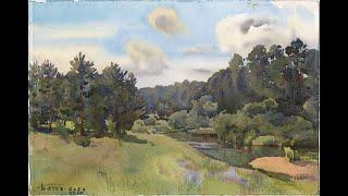 20230725 Plein air watercolor riverscape