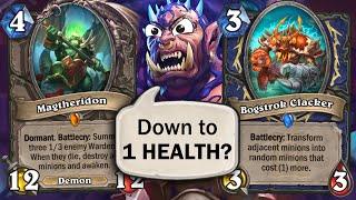 IS 1 HEALTH ENOUGH?? An Absurdly Crazy Warrior vs Shaman End-Game! | Ashes of Outland | Hearthstone