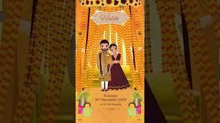 Animated Cartoon Wedding Invitation Video | Wedding Ceremony Invite   Wedding eInvite | VG-2617