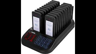 VEVOR F103 Restaurant Pager System 20 Pagers Max 98 Beepers Wireless Calling System Touch