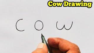 How to draw a Cow easy way  Cow drawing step by step//cartoon Cow drawing for beginners