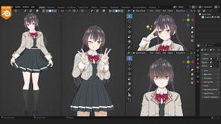 How to make Anime girl in Blender  -【Blender 4.2】