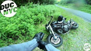 CRASHED my bike, AGAIN - silly knee - Ducati NYC Vlog v1710