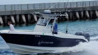 STRIPER By SeaSwirl Center Console With Twin Yamahas Flies Up The Boynton Beach Inlet.