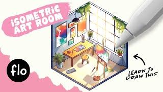 Easy Isometric Room Drawing Tutorial for Procreate