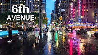 NEW YORK CITY Walking Tour [4K] - 6th AVENUE - Sunset Walk