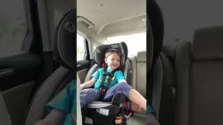 Fun Day With Grandpops!  He’s Tickling Nick’s Feet While in the Car.  Again!  Again!