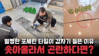 갑자기 솟아오른 바닥타일 - 포세린 타일 들뜸 원인과 해결방법