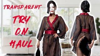 4K | Transparent | Black Kimono | Try-On Haul | No Bra No Panties | Muse Asia | 2024