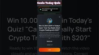 CEX.IO Quiz Answers Today: "Can You Really Start Crypto Trading with $20? #cexio #cryptocurrency