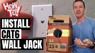 CAT6 CABLE RUN THROUGH WALL AND ETHERNET JACK INSTALL - HOW TO