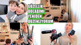 GÜZELLİK DOLABIMI DÜZENLİYORUM, BANYO DOLABI ARIYORUZ, HERŞEYİ ELDEN GEÇİRİYORUM,YENİ VLOG KAMERALAR