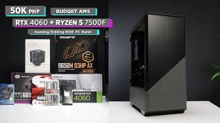 Build VLOG: ₱50K BUDGET AM5 RTX 4060  + Ryzen 5 7500F Gaming/Editing PC [Ph]