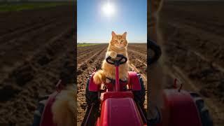 Misti Drives a Tractor!  | Cat Farming Fun in the Field | #shorts #cat