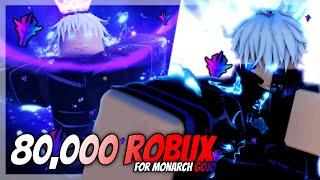 The Unluckiest Gambler In History | I Spent $80,000+ Robux For 0.1% Monarch Gojo on Anime Vanguards