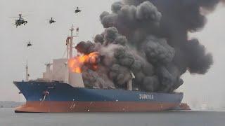 Today, a US cargo ship carrying explosives was destroyed by a Russian Ka-52 helicopter.