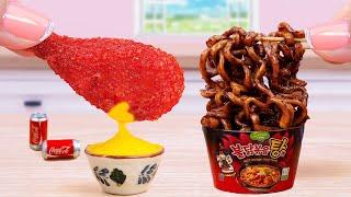 Best Korean Street Food  Miniature Black Bean Noodle Fried Chicken Cheetos Recipe | ASMR cooking