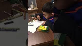 Coloring with crayons