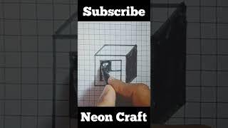 3d cube box drawing | #shorts