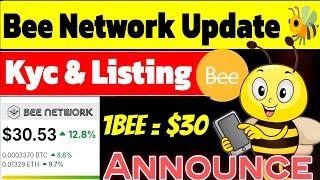 Good News Bee Network New Update l Bee Network  Kyc & Listing Announce 1Bee = $30??  #beenetwork