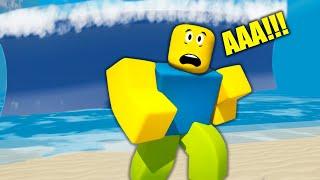 НУБ СПАСАЕТСЯ ОТ ЦУНАМИ! Tsunami Game Roblox