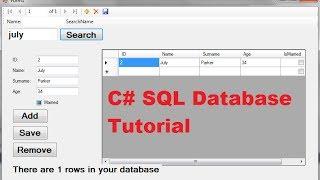 C# SQL Database Tutorial 5: Search data in Local database and Filter in datagridview or table in C#