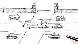 Как нарисовать военную базу | Военный Рисунок