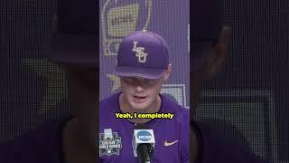 Kid asks LSU's Kade Anderson a question at #MCWS 