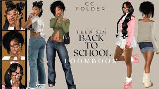 Back to School Lookbook  | Sims 4 Teen Female CC Folder + CC Links