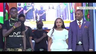 Rev Joy and Bishop Ben Kiengei surprised by JCM dancers as they celebrate 1year anniversary