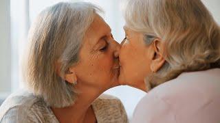 HOT MATURE WOMEN OVER 60 KISSING | Lesbian Love Video