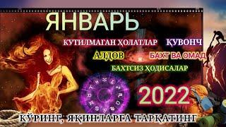 2022 ЙИЛ ЯНВАРЬ ОЙИ УЧУН ЭНГ АНИҚ МУНАЖЖИМЛАР БАШОРАТИ / Munajjimlar Bashorati