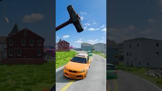 Small to massive bigger car vs massive hammer #beamngdrive #shorts