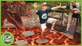 T-Rex Dinosaur & Floor Is Lava! Pretend Play Escape with Dinosaurs at Gulliver's Park for Kids